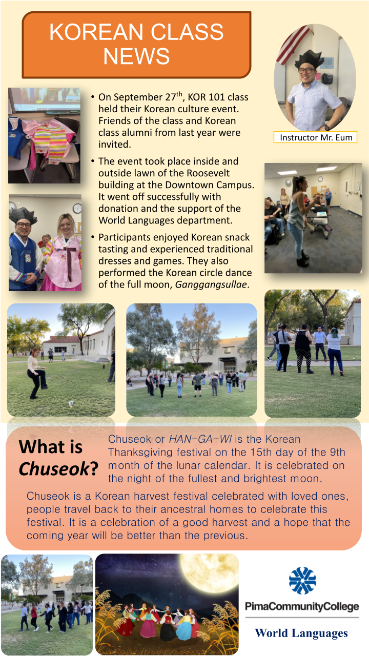 Pima’s Korean 101 class celebrates culture