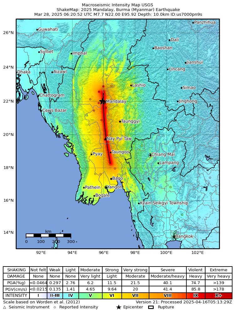 Myanmar and Surrounding Areas Hit With Massive Earthquake