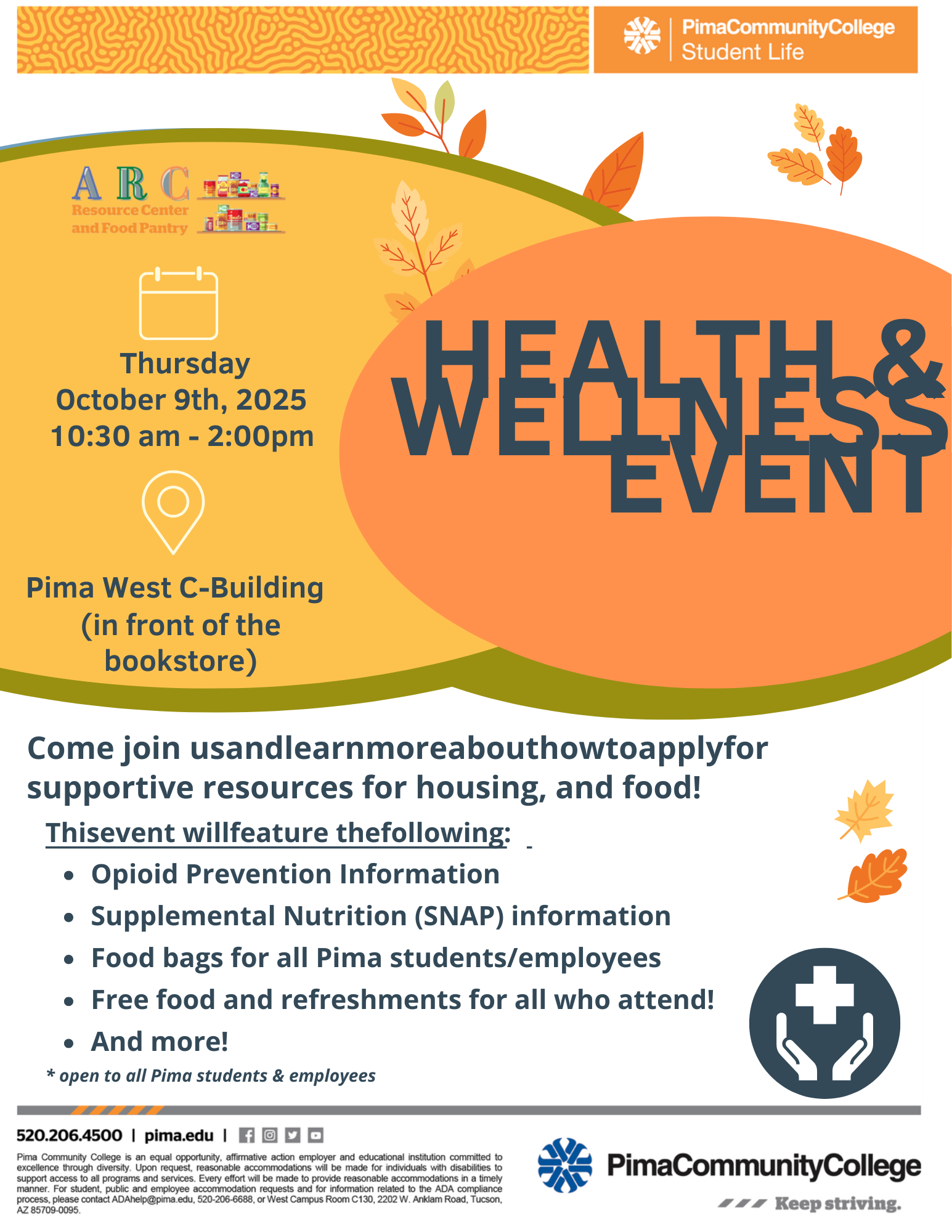 PCC ARC Food Pantry to Host Semesterly Health and Wellness Event