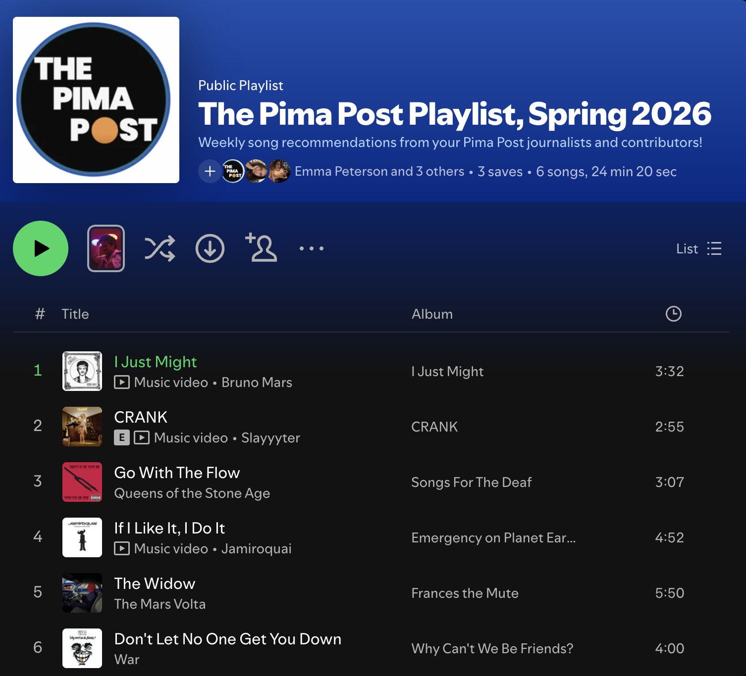 The Pima Post Playlist: Week 1