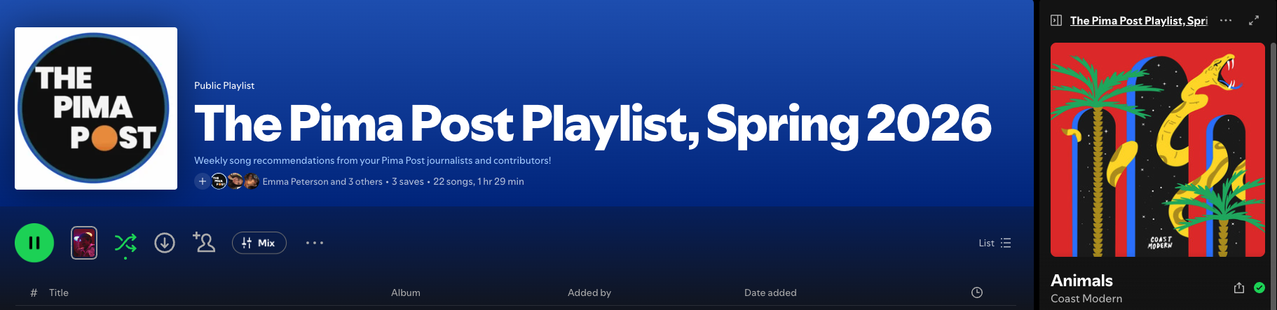The Pima Post Playlist: Week 5